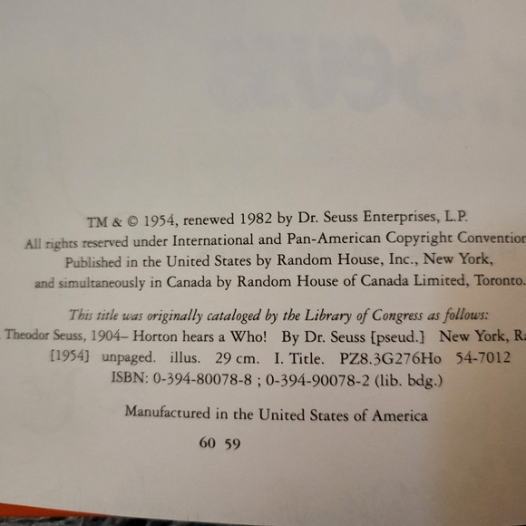 Dr. Suess "Horton Hears A Who" Lg Hardcover - Picture 2 of 5